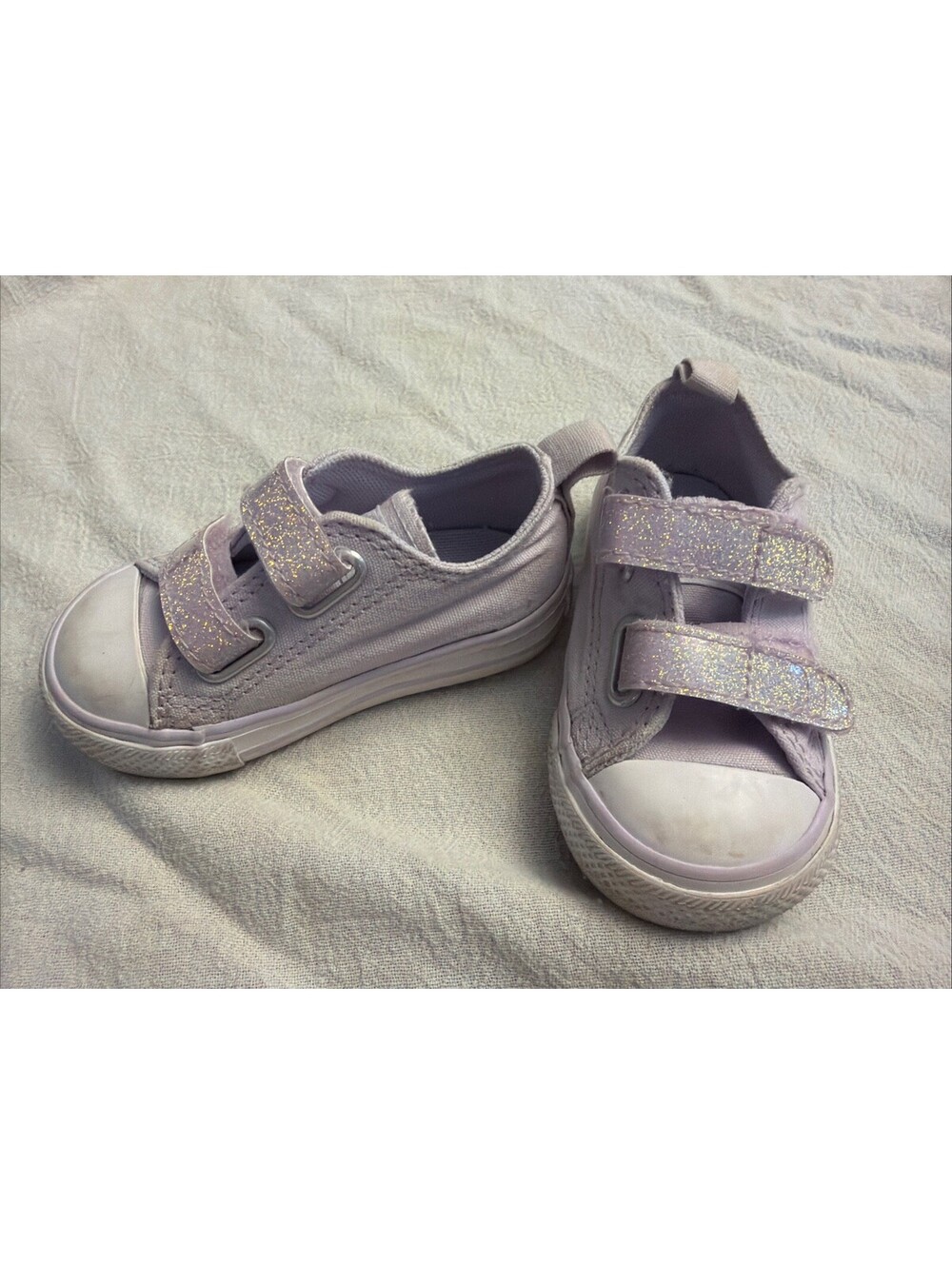 Converse Girls' Purple Glitter Hook & Loop Strap Casual Sneakers 4k